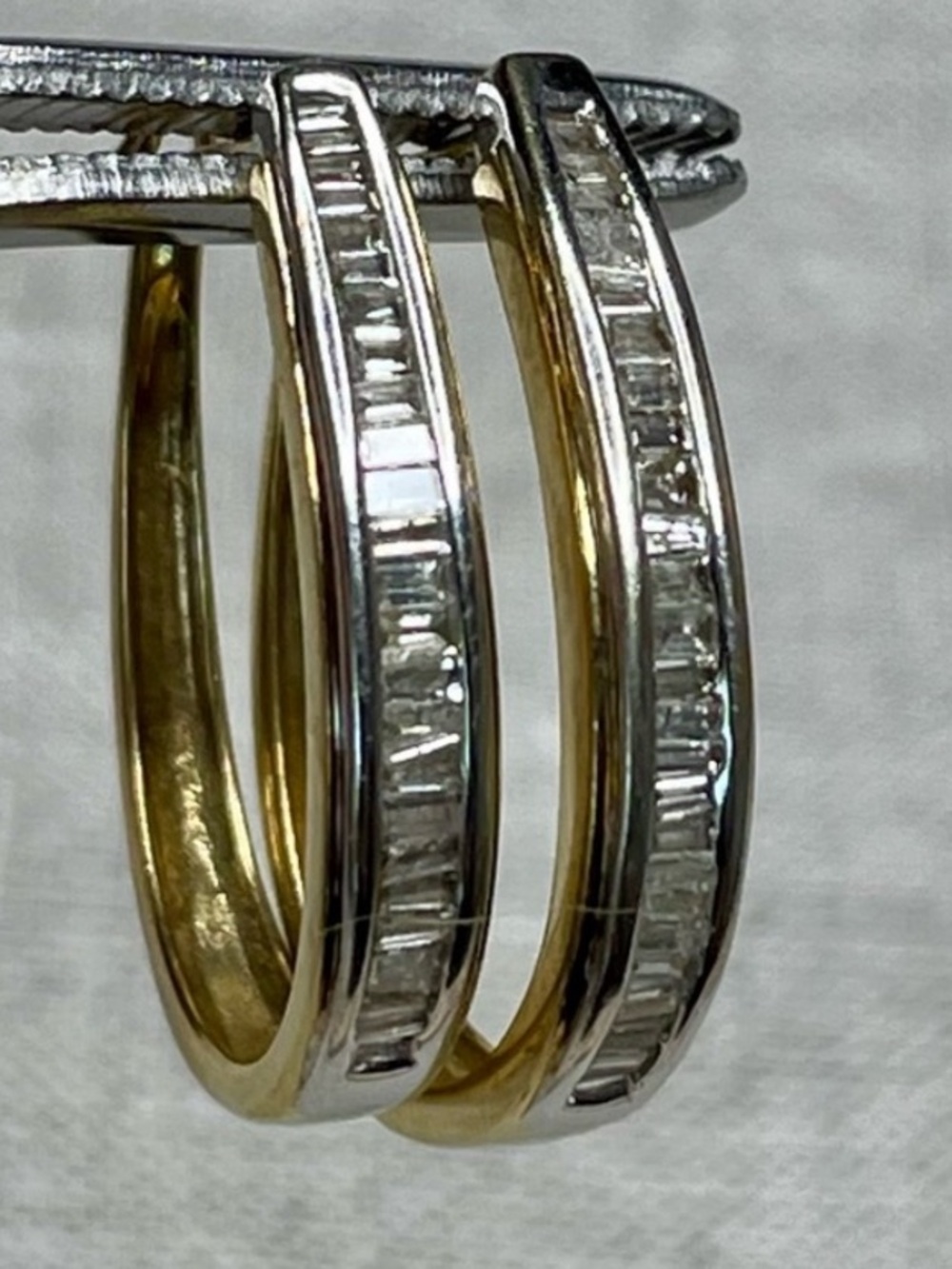 Sparkly Large Natural Diamond 10K Gold Hoop Earrings Solid 10K gold diamond hoop